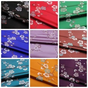 Embroidery Floral Fabric Rayon Satin Brocade Craft Qipao Dress Sold Soft Costume - Picture 1 of 22