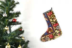 Kilim Christmas Stocking Vintage Rug Stocking Ethnic Decorative Xmas Socks S734 - Picture 1 of 3
