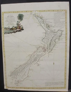 NEW ZEALAND 1778 ANYONIO ZATTA UNUSUAL ANTIQUE ORIGINAL COPPER ENGRAVED MAP - Picture 1 of 1