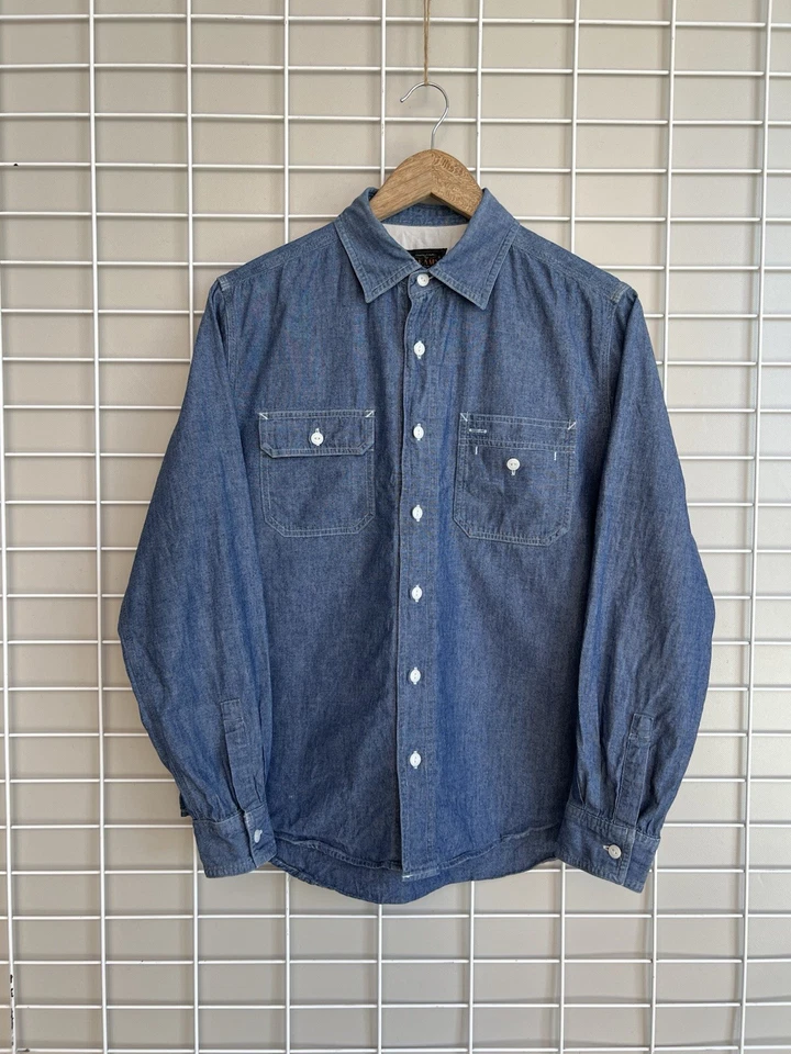 Beams Plus Chambray Work Shirt In Blue Mens Size S/M Japan Button Long Sleeve - Image 1 of 4