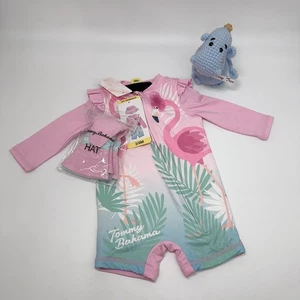 Tommy Bahama Bebé Niña Lindo Rosa Flamenco Natación Conjunto de 2 piezas Talla 3/6 Meses con Sombrero - Imagen 1 de 5