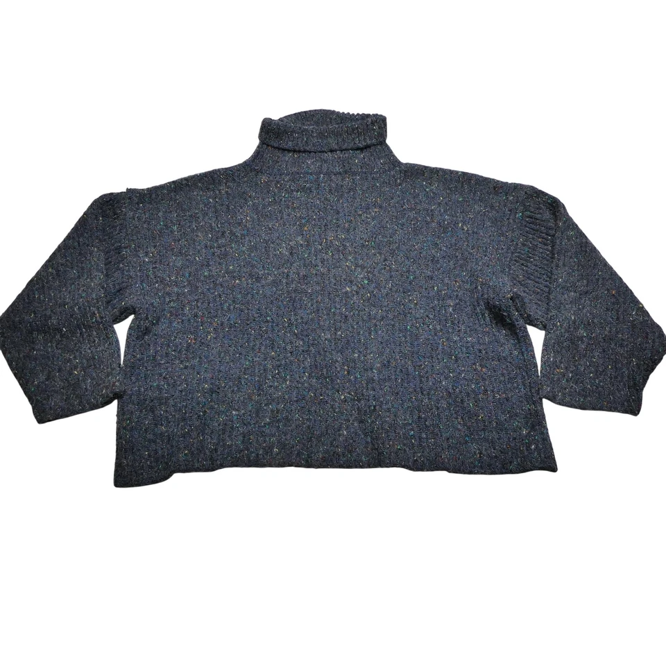 Vintage Paris Sport Club Sweater Womens L Blue Turtleneck Wool Blend Oversized - Image 1 of 4