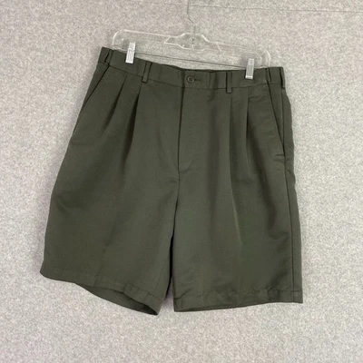 Pantalones Cortos Savane Para Hombre 34 Verde Plisado Bolsillos Frontales Cintura Expandible Informales Foto 1 de 4