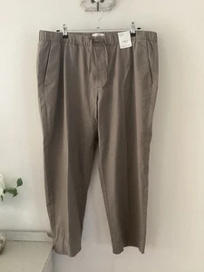 BNWT Mens M&S Mocha Linen & Cotton Mix Loose Fit Casual Trousers, UK Size XL, - Picture 1 of 6