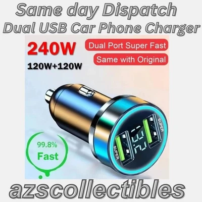 Dual USB Port Car Phone Charger Super Fast Charging Adapter with Voltage Display - image 1 of 4