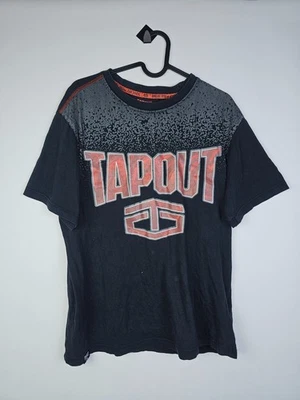复古 Y2K Tapout UFC T 恤男式 XL 黑色大标志渐变 MMA 街头服饰 — 第 1/4 张图片