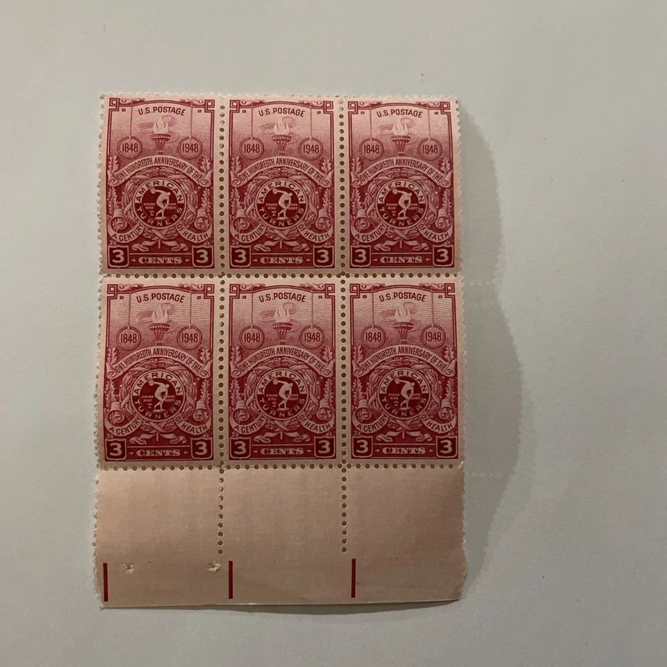 3 Cent American Turners Scott #979 Stamps Block Of 6 MNH - Image 1 of 1