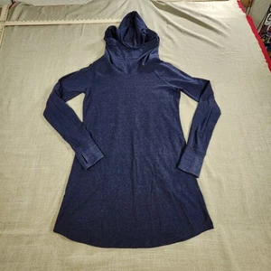 Tek Gear DriTek Hooded Tunic Womens Medium Navy Blue Thumbholes Pullover Yoga - Picture 1 of 12