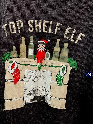 NEW GH Bass Co men medium Christmas Top Shelf Elf shirt Waffle Knit Long Sleeve - Image 1 of 4