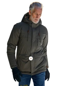 Prana Jacket Mens XXL Black Olive Heather Long Sleeve Down Puffer Novad Path NWT - Picture 1 of 16
