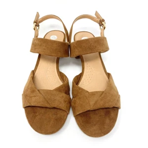 Dressbarn Womens Brown Vegan Suede Leather Slingback Sandals Size 8 NEW - Picture 1 of 9