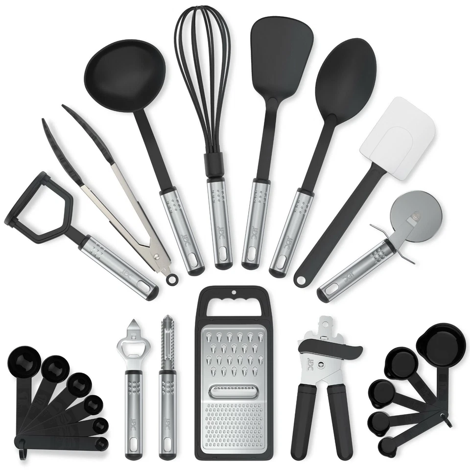 Cooking Utensil Set 23 Piece Stainless Steel Heat Resistant Kitchen Gadget Tools - Image 1 of 4