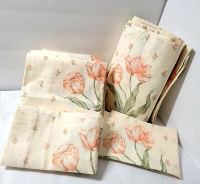 Stevens Floral Tulipanes Nuevo Sin Embalaje Coral Naranja 4 Piezas Juego de Sábanas Tamaño Completo Crema Foto 1 de 4