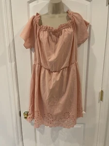 Wdirara Pink 3XL Off Shoulder Mini Party Dress Short Sleeve Hem Floral Cut Out - Picture 1 of 21