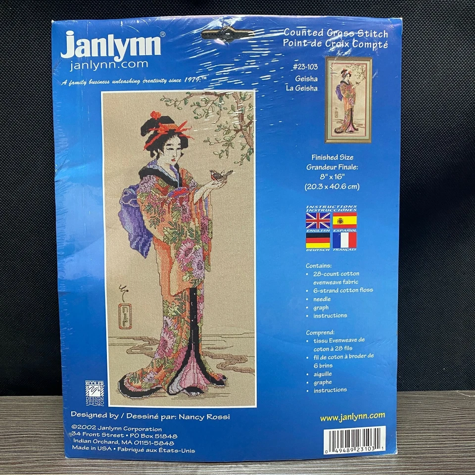 Kit de punto de cruz contado "Geisha" de Janlynn - Kit diseñado por Nancy Rossi 2002 Foto 1 de 4