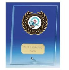 CURLING GLASS TROPHY SELF STANDING PLAQUE FREE ENGRAVING CR4058A