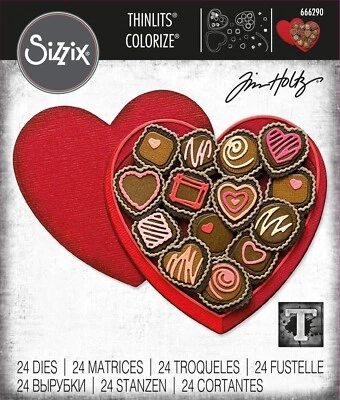 New Retired Sizzix Thinlits True Love Colorize 24pc #666290 Retail $34.99 Holtz - Image 1 of 4