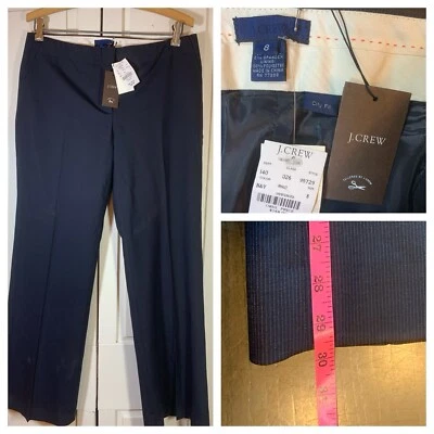J Crew City Fit Wool Blend Stretch Pants Navy Blue Womens 8 Career Office NWT - Image 1 of 4