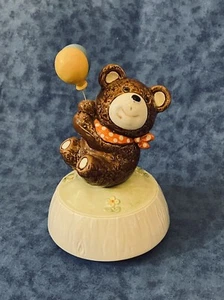Teddybär mit Luftballons Baby Kinderzimmer Deko Spieluhr 1983 Otagiri Japan - Bild 1 von 12
