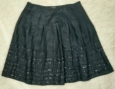 Falda plisada de seda con ribete de lentejuelas negra pequeña talla 10P Talbots para mujer nueva con etiquetas formal  Foto 1 de 4