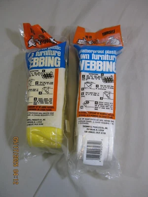 2X Vtg Frost King Brown White+Yellow Lawn Chair Furniture Webbing 2 1/4" x 39' - Image 1 of 3