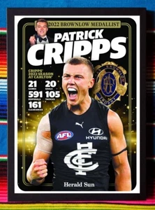 Framed 2022 Carlton Blues AFL Brownlow Medal Poster - Patrick Cripps - 84 x 59cm - Picture 1 of 4