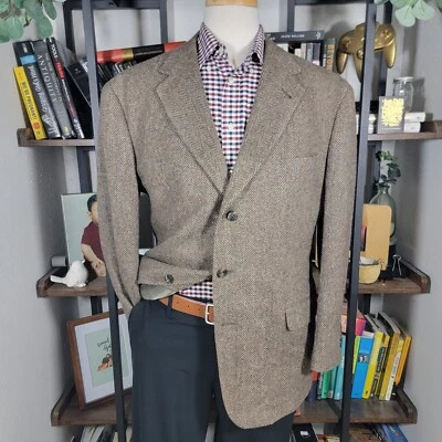 Abrigo Blazer Deportivo De Colección Austin Reed Para Hombre Tweed Tres Botones Espiga Marrón 44R Foto 1 de 4