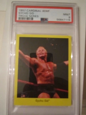 1997 SYCHO SID WWF WRESTLING CARD CARDINAL PSA GRADED MINT 9 BOX A - Image 1 of 2