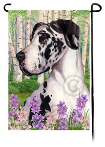 Bandera de jardín con flores de primavera - Arlequín sin recortar gran danés - Imagen 1 de 1