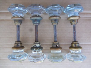 Vintage Glass Door Knob Set 8 Point Octagon / Dutch Auction - Picture 1 of 2
