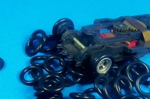 HO slot car 100 paires (200) joints toriques silicone ORing pneus avant AFX Tomy Tyco VENTE - Photo 1/1