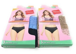 Hanes - Microfiber Tagless Bikini Invisible Lace Women's Size 10/3XL (2 Pack) - Picture 1 of 4