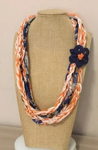 Collana, collana uncinetto, collana sciarpa, collana cotone, fatto a mano - Foto 1 di 2