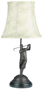 Antique White and Ebony Golf Swing Sculpture Lamp - Picture 1 of 1