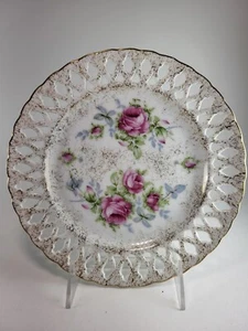 Norcrest Dresden Rose Plate W/ Roses Gold Trim 8 1/4" 9/118 - Picture 1 of 7
