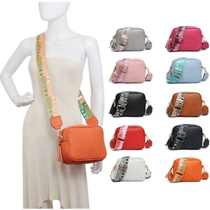 Bolso de hombro de cuerpo cruzado pequeño de mujer boutique de temporada con correa de lona a juego - Imagen 1 de 33