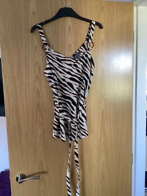 Primark Animal Print Summer Top with belt BNWT Size 10 - Image 1 of 4