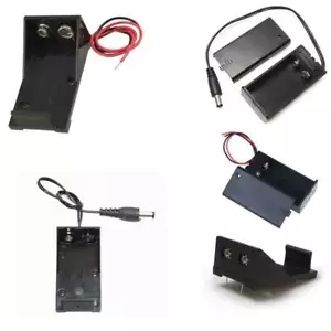PP3 9V Battery Holder Cell Case Storage Box With Pins/Wire/Cover/Switch/DC Plug - Picture 1 of 17