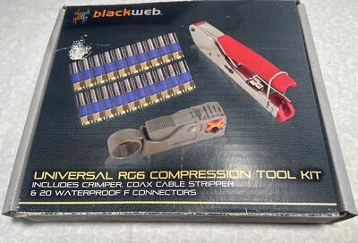 Blackweb Universal COAX RG6 Kit de Herramientas de Compresión Completo NUEVO Caja Dañada Abierta Foto 1 de 2