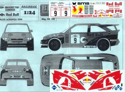 1/24 Ford Escort Cosworth RED B*LL Rally Acropoli'94 BIG24 Racing43 TRANS-KIT10 - Immagine 1 di 4