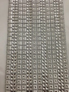 SILVER STUD / DIAMANTE EFFECT RIBBON TRIM, WEDDING,CRAFT, 1 Yard/10 cm Approx - Picture 1 of 1