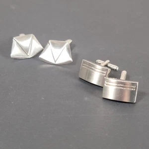 2 Pairs Vintage Silver Tone Cufflinks - Picture 1 of 10