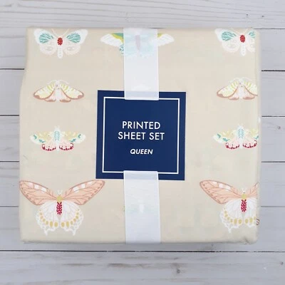 Juego de sábanas 4 piezas tamaño queen beige mariposa Foto 1 de 2
