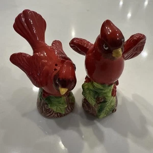 Red Cardinal Salt and Pepper Shakers Set Ceramic Birds Made in China - Picture 1 of 11