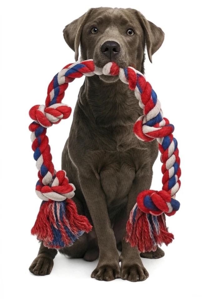 狗绳玩具适用于中型、大型狗、狗咀嚼玩具适用于侵略性咀嚼者 3 英尺 — 第 1/4 张图片