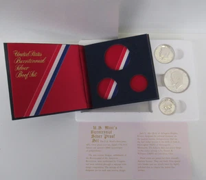 US 1976 Bicentennial SILVER PROOF SET Of Three Coins in OGP w/ COA - Picture 1 of 10