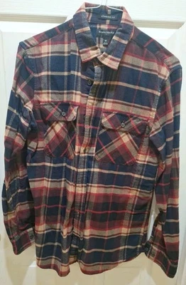 Banana Republic Men's Flannel Shirt Size M Red Black Beige Plaid - Image 1 of 3