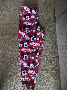 Pantalones de pijama Mickey Mouse Joggers pequeños rojos pantalones de salón bolsillos con cordón - Imagen 1 de 5