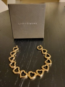 Ross Simons 18k Gold over Sterling Silver Open Heart Bracelet 8" Inch 14 GRAMS - Picture 1 of 6