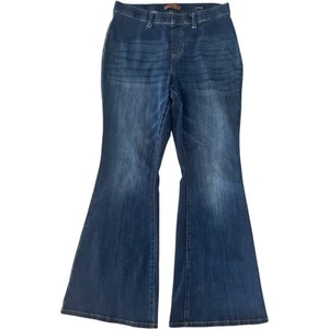 Jeans Judy Blu Donna W18 Flair Gamba Pull On Elasticizzato Tasche Comfort Lavaggio Scuro - Foto 1 di 12
